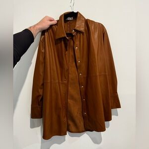 Oversized faux leather shirt
